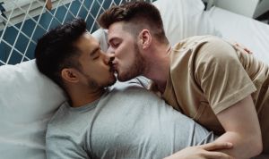 LGBTQ-Pride-Two-Men-Kissing-While Fully ClothedPhone-Sex-Mistress-Sascha-800-601-6875